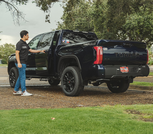 Rear view of a Toyota Truck parked outside