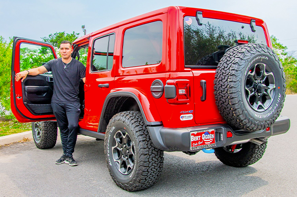 customer getting out of their new jeep
